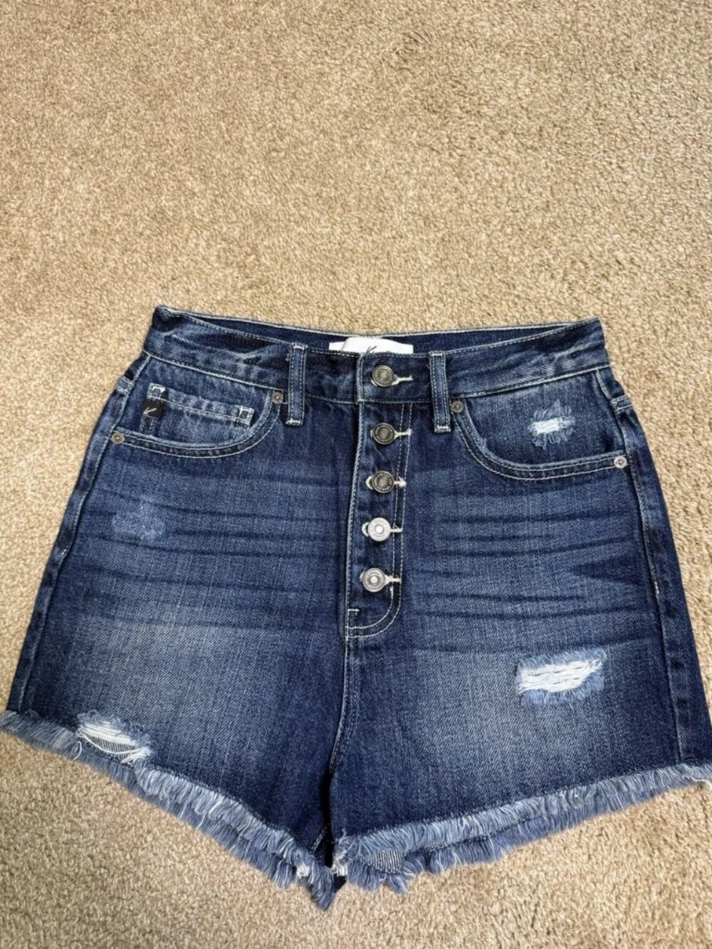 KanCan Sofia Ultra High‎ Rise Dark Denim Distressed Cutoff Shorts Sm/25 KC8615D